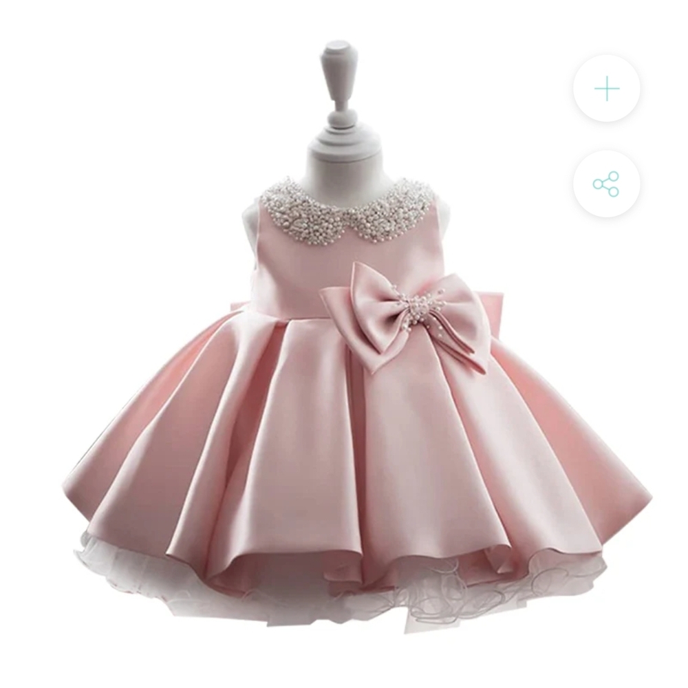 Elegant Pink Kids Formal Dress with Pearl Details